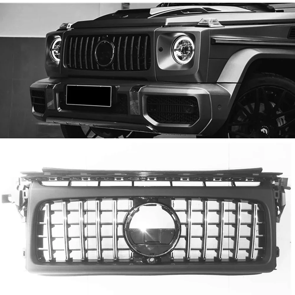 

New！ Front Grille Grill For Mercedes Benz W464 G Class G350 G500 G550 G63 AMG 2019-2023 GT Style Silver Upper Bumper Hood Mesh G