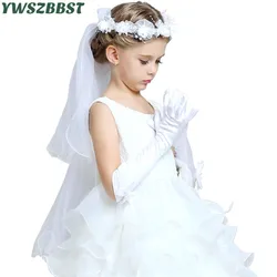 Children Girls Gloves Satin Long Gloves Children's Day Party Performance Dance Gloves with Bowknot Kids Dress Accessories