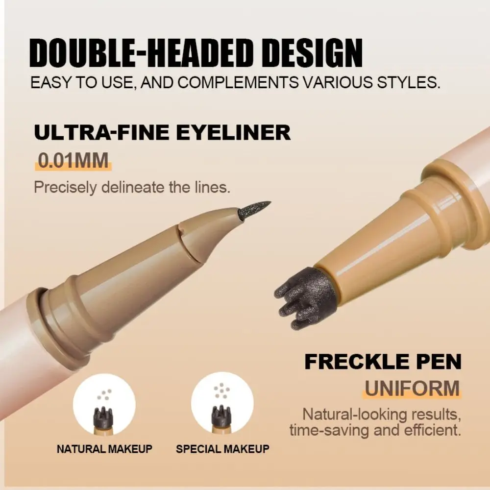 New Double-End Freckle Stamp Pen Waterproof 3-IN-1 Eyeliner Freckle Stamp Fast Drying Long Lasting Eyeliner Pencil Eye Makeup