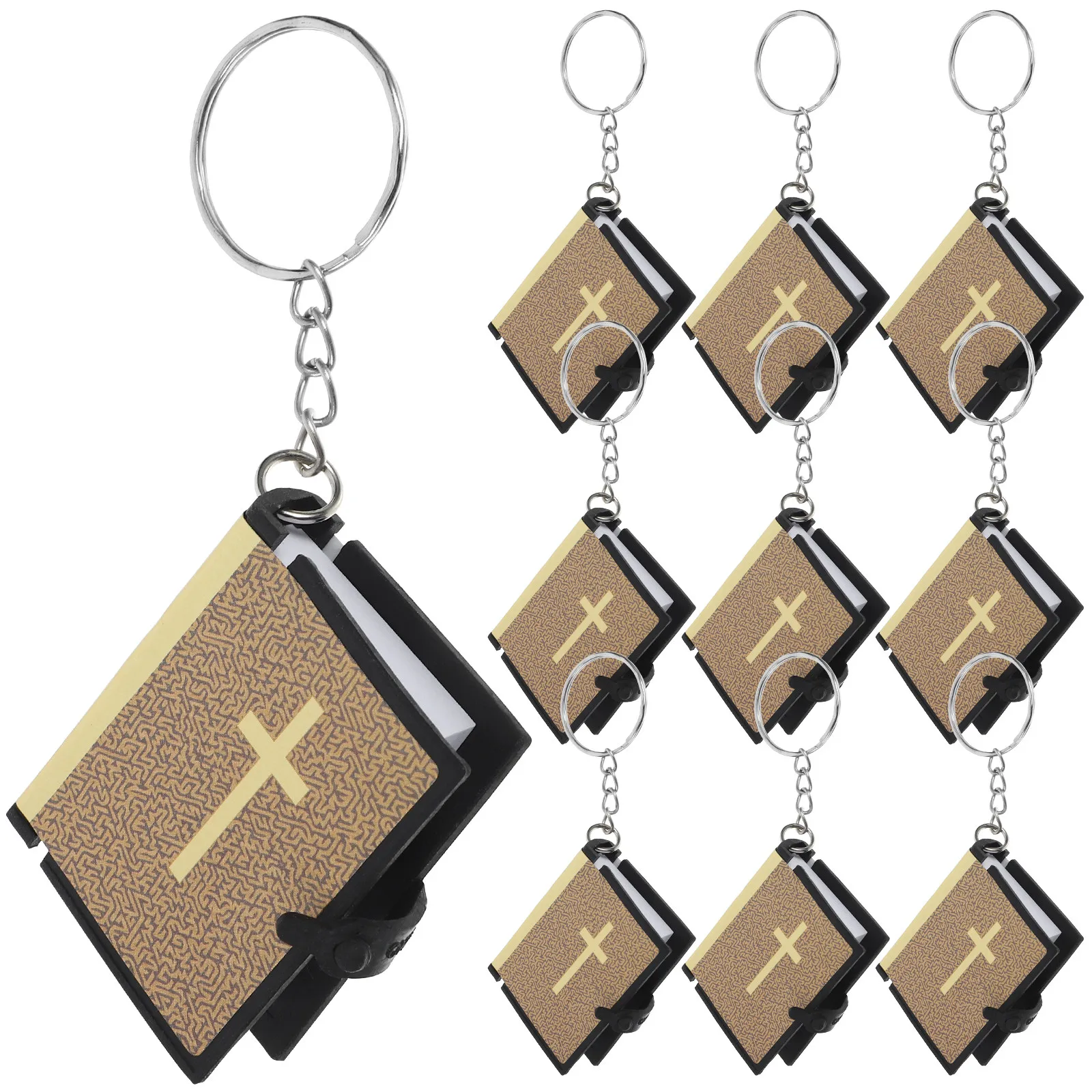 10Pcs Bible Scripture Keychains Miniature Pendant Key Ring Bag Decoration Religious Gifts Birthday Baptism Party Favors