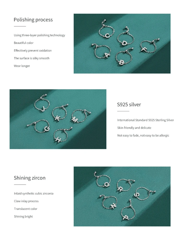 925 فضة موضة رسالة سلسلة قابل للتعديل كامل الزركون الدائري للنساء حفلة شخصية عالية الجودة غرامة مجوهرات