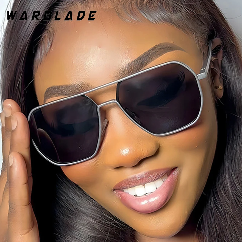 

Punk Pilot Square Frame Metal Double Bridge Classic Women's Sunglasses Luxury Brand Men Sunglass Outdoor Driving Eyewear UV400