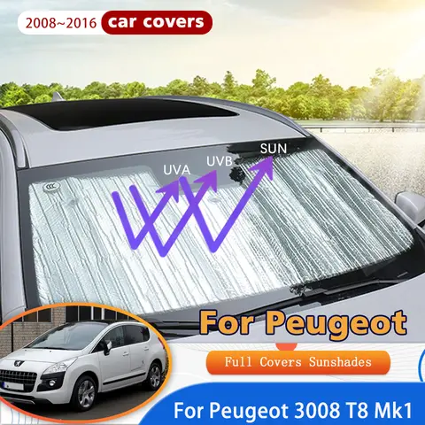 푸조 3008 T8 Mk1 2008 ~ 2016 2009 2010 용 풀 커버 차양, 자동차 액세서리 썬 프로텍션 윈드 실드 사이드 윈도우 바이저