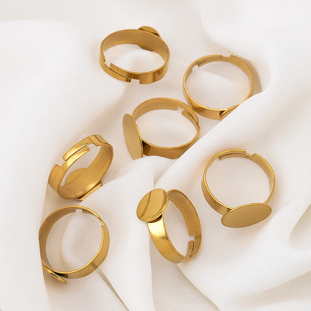 10pcs Stainless Steel Adjustable Ring Settings for DIY