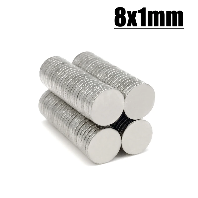 20-5000pcs 8x1mm Magnet Strong Bulk Round Shape Fridge Magnets NdFeB Neodymium Disc Magnets Dia N35 Rare Earth Magnet 8*1