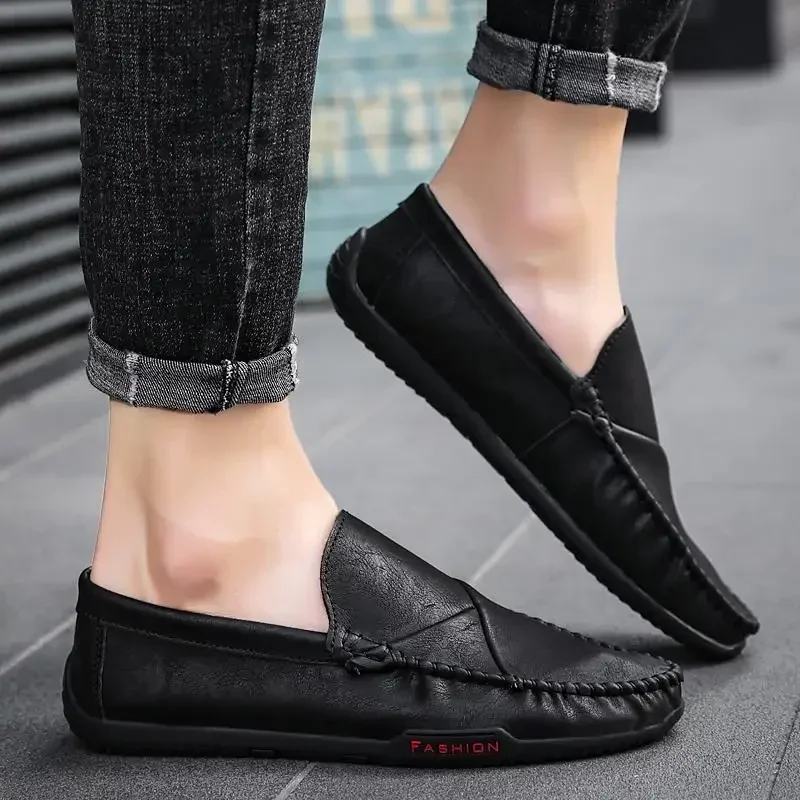 

One Pedal Loafer Men's Summer Breathable Soft Surface Genuine Leather Men's Shoes Tendon Bottom Casual Leather Shoes