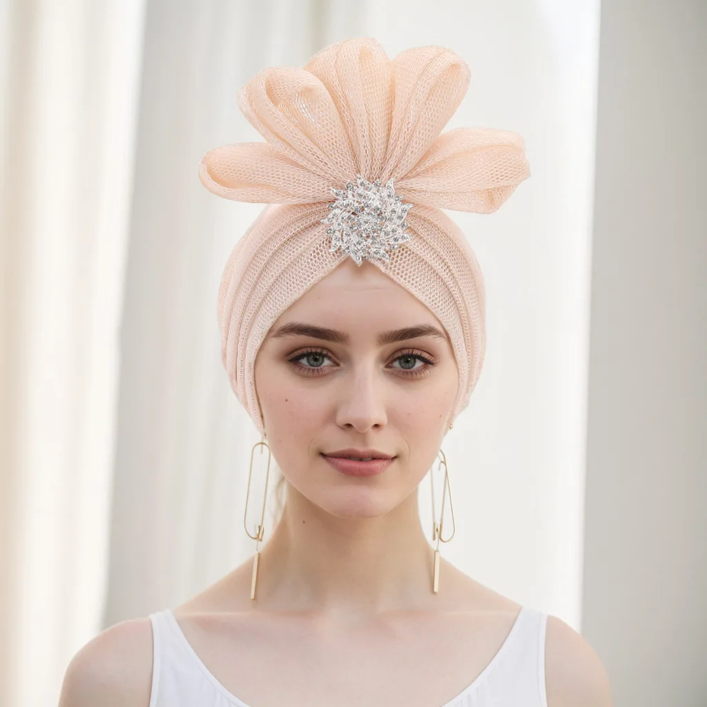 

Африканские шапки с бриллиантами Aso Oke Хиджаб Геле Головной убор уже сделал Тюрбан на голову Женская шляпа Auto Geles Нигерия Свадебная шляпа Geles