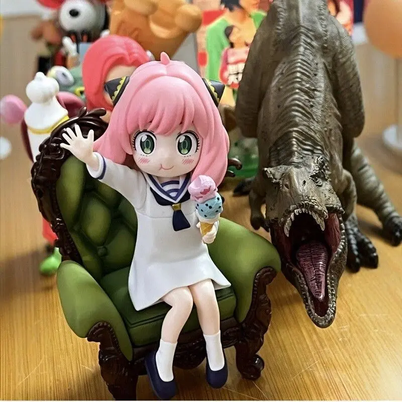 12CM Spy Family Anya Forger for Pressed Noodle Figure Anime Peripheral Model Cute Table Ornament Holiday Gift Statue Collection