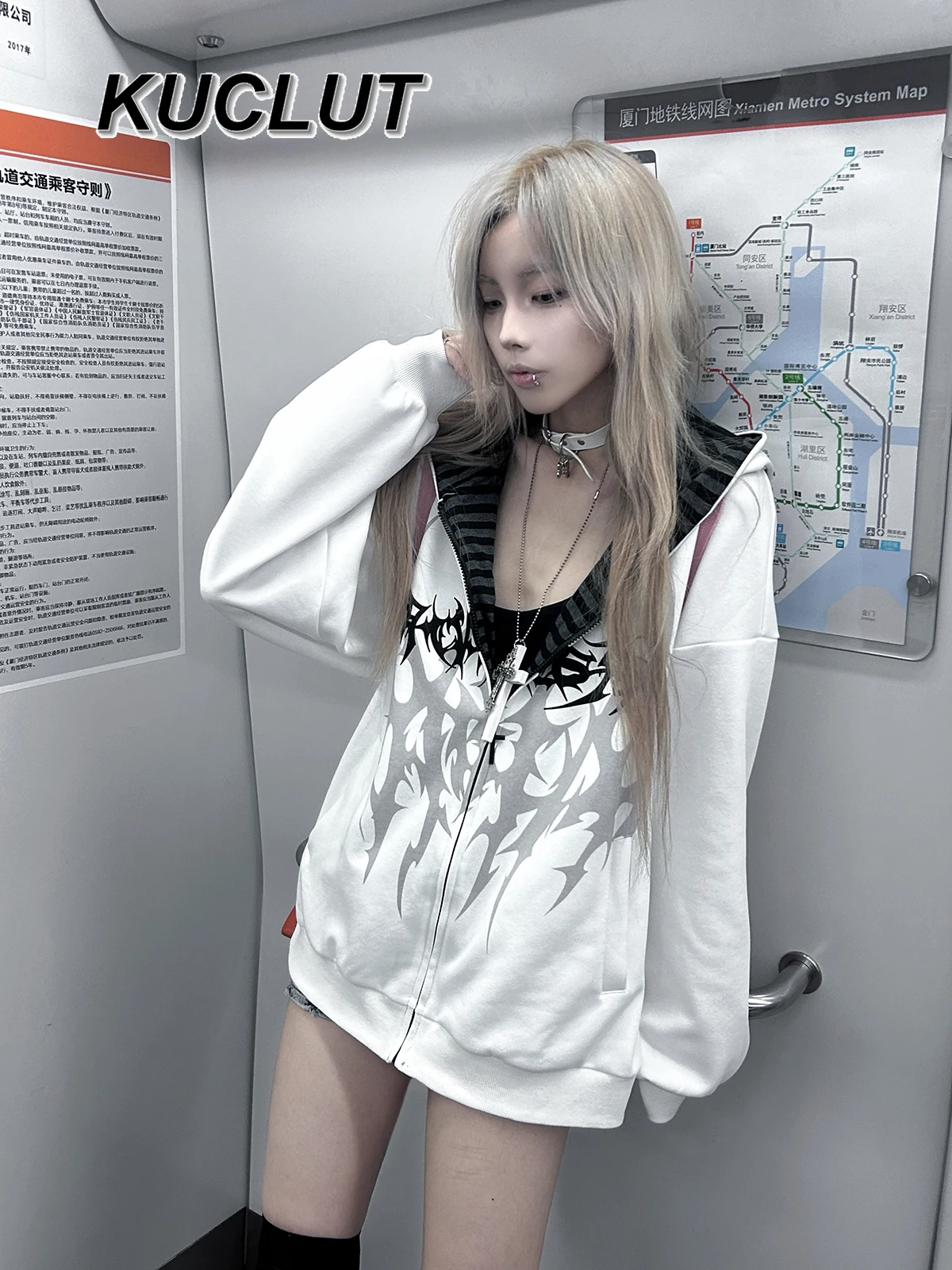 느슨한 후드 오리지널 후드 자켓 패션 짧은 자켓 일본식 여성 탑 봄, 가을 캐주얼 스웨터