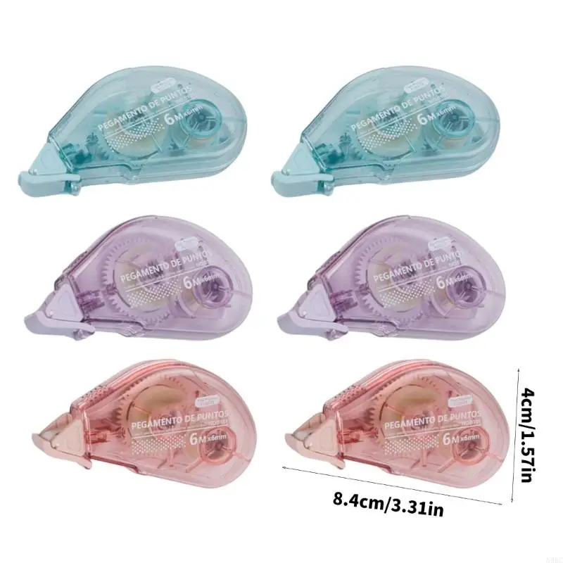 6PCS Băng dính có thể định vị lại Runner 6MMX6M Con lăn kết dính cho thẻ lưu trữ thủ công Làm cho con lăn dính rõ ràng 896C