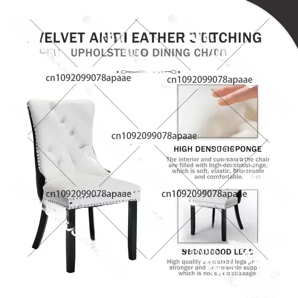 PU Leather Dining Chairs Set of 6, Upholstered Dining Room  with Ring Pull Trim & Button Back, Luxury Tufted Dining Chairs