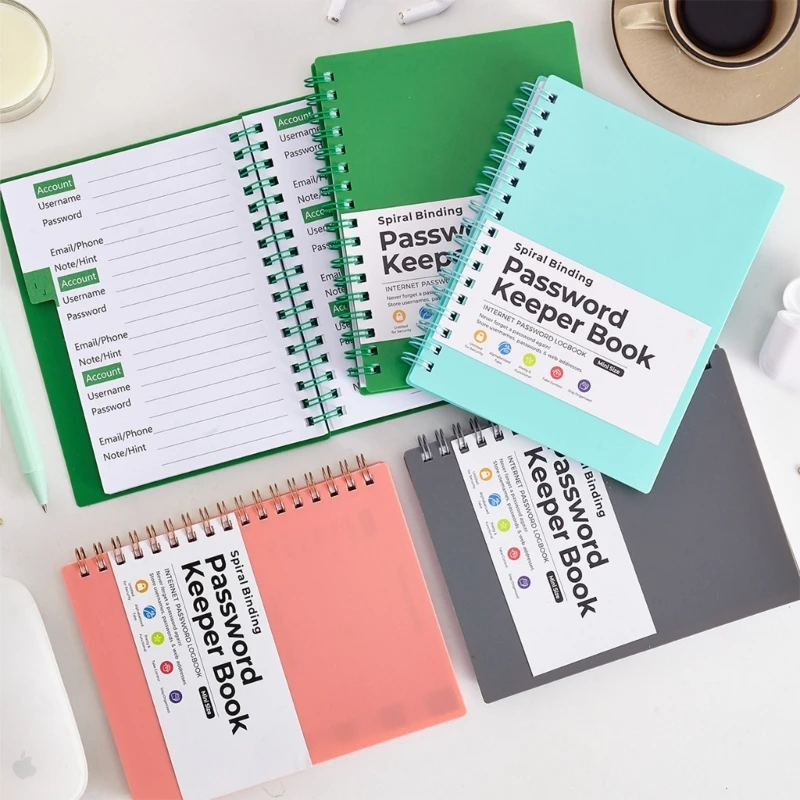 Passwort Keeper Book Portable Spirals Notebook Passwort Buch Office Supplies .H05A