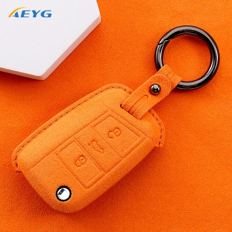 Leather Car Key Case Cover Shell Fob For VW Volkswagen Golf 7 MK7 Tiguan MK2 For SEAT Ateca Leon FR 2 Ibiza Key Fob Accessories