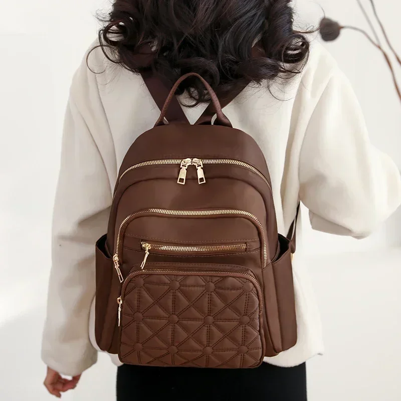 Hot Sale Fashionable Women\'s Backpack 2024 New Light Luxury Design Solid Color Versatile Basic Style Backpack Bolso Mujer