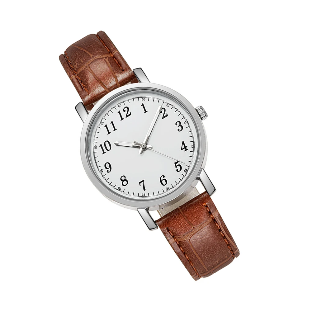 

Women Watch Adjustable Strap Light Brown Quartz Wristwatch Fashion Students Ladies Watches Precise Time Number Design