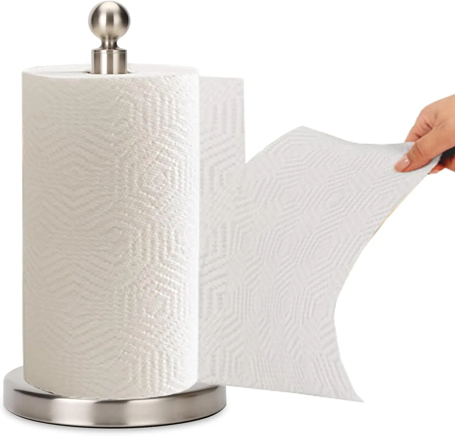 

Sturdy Paper Towel Holder Countertop, Weighted Base for One-Hand Tear, Brushed Nickel Finish