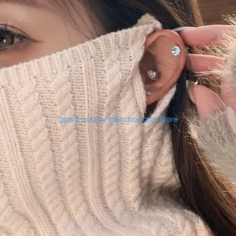 

Y5JD Winterproof Knitting Face Mask Scarf Ear Hook Design Warm Neck Protections Neckerchief For Sports Enthusiasts