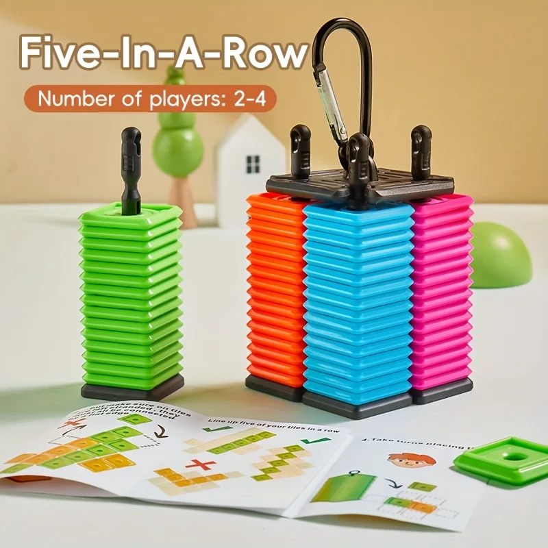 Buntes tragbares Puzzle-Gochi-Spiel Fünf-in-Ein-Ein-Reihen-Spiel für Kinder und Erwachsene Interaktives Desktop-Strategiespiel mit bunten Teilen