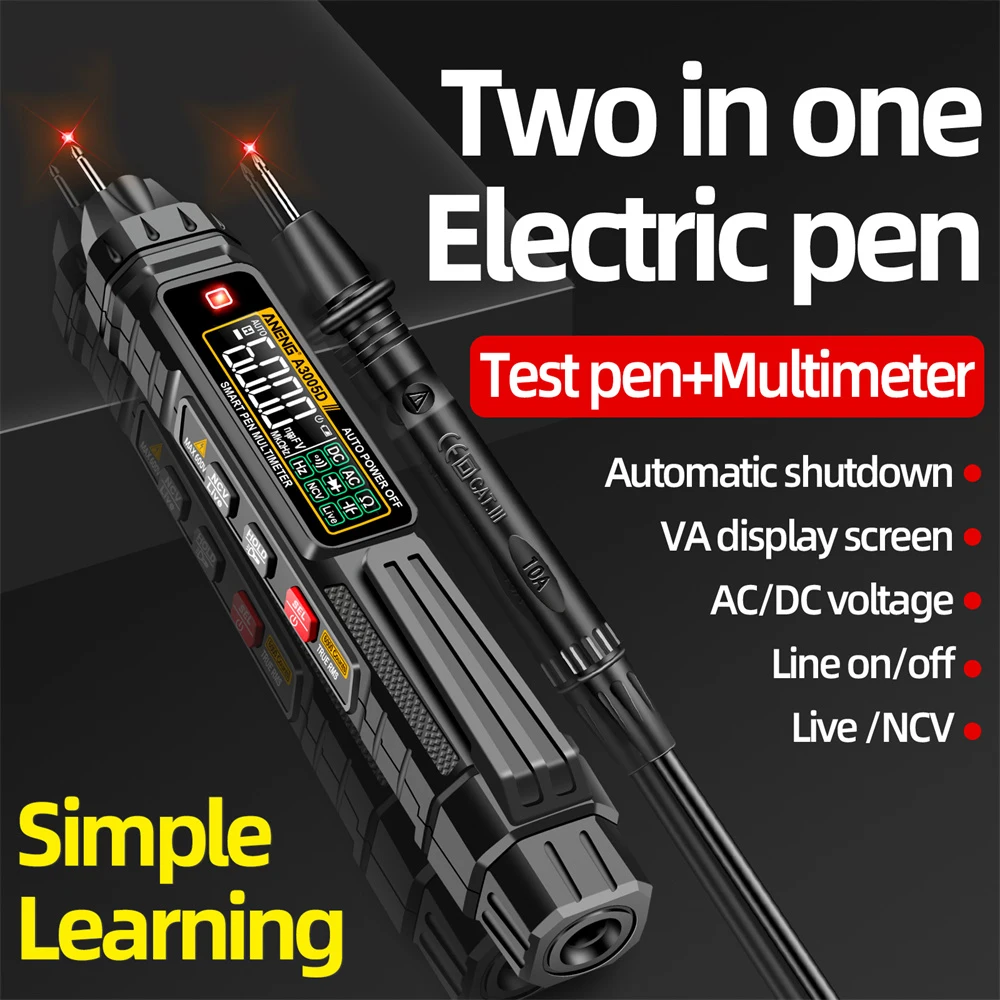 A3005D Digital Multimeter Pen Type 6000 Counts Professional Meter Non-Contact Auto AC/DC Voltage Ohm Diode NCV Tester Tools