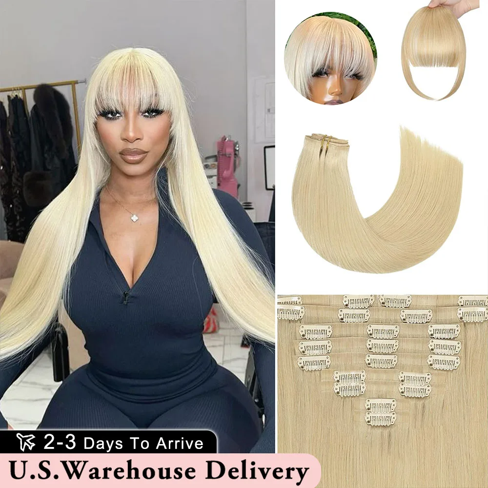 

40 дюймов 613 Bloned Clip Ins Наращивание волос Прямые человеческие волосы 16A Бразильские натуральные человеческие волосы Remy 140 г 10 шт./компл. для женщин