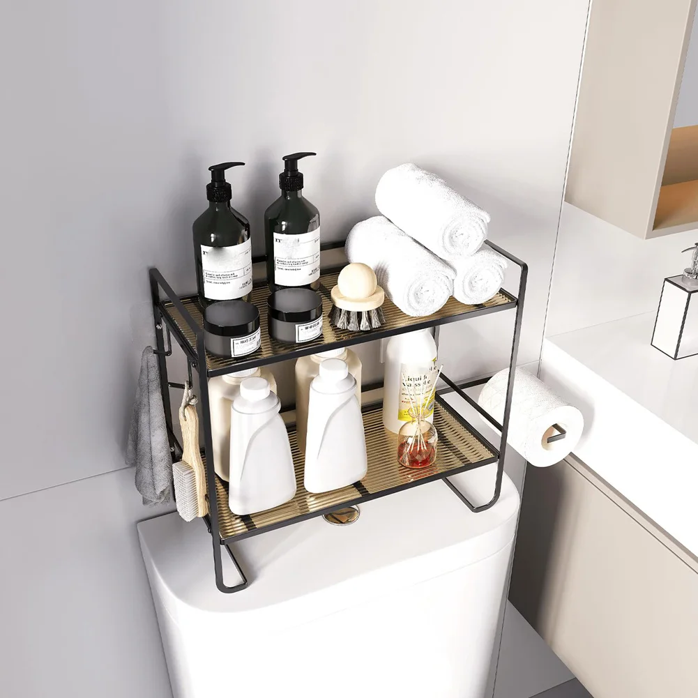

A78U-Multifunctional Storage Rack Above Toilet 2-Story Bathroom Storage Rack Storage Rack With Toilet Paper Rack
