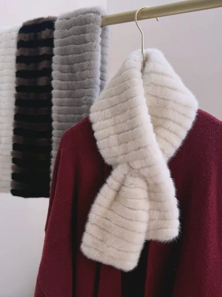 

Новый роскошный коричневый шарф из натурального меха норки для женщин, двусторонний, длинный, для осени и зимы, стильный винтажный дизайн