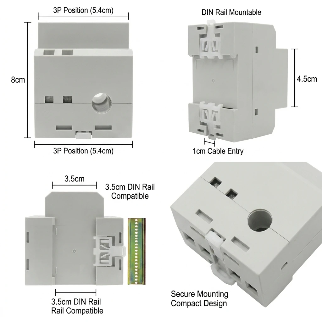 6IN1 Din Rail AC Monitor 110V 220V 380V 100A Voltage Current Power Factor Active KWH Electric Energy Frequency Meter image 3