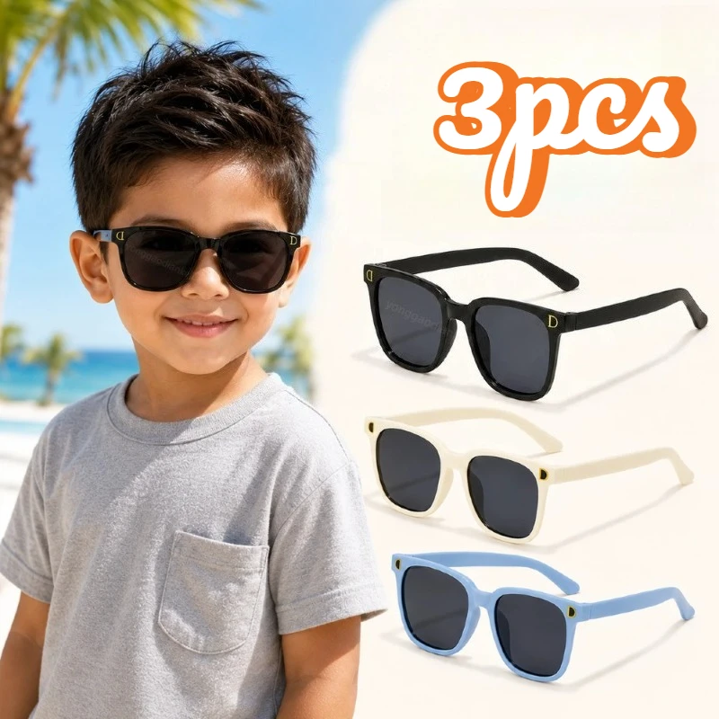 3Pcs Kids Fashion Glasses Random Mixed Colors, Party Photo Props for Boys Girls Summer Daily & Gift