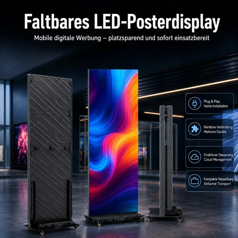 Full Color Movable Indoor HD LED Poster Screen Foldable LED Display for Retail Store Advertising Portable Advertising Solution view 2