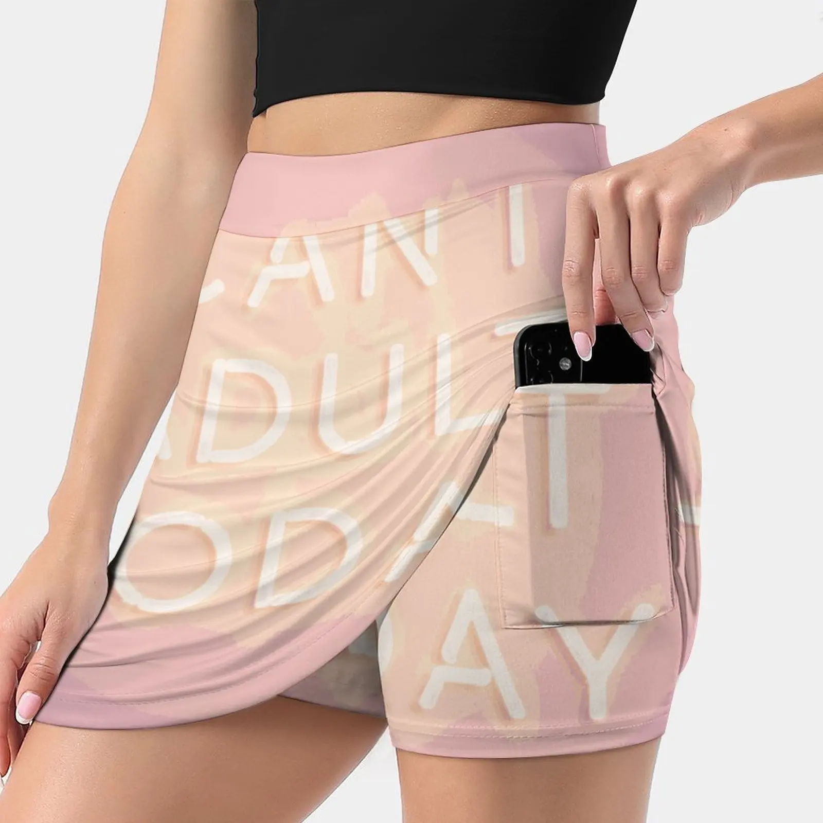 Can'T Adult Today Summer Women'Sshorts Skirt 2 In 1 Fitness Yoga Skirt Tennis Skirts Vector Typography Neon Pastels Purple