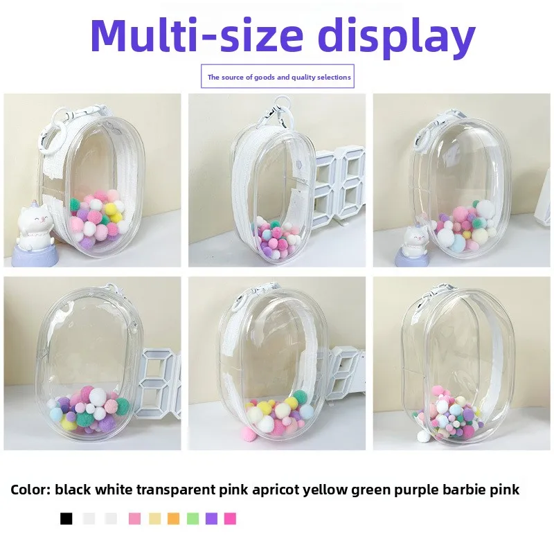 Transparent PVC Doll Travel Bag Protector for 10cm 15cm 20cm Cotton Dolls Popmart figure Dustproof Display Storage Carrier