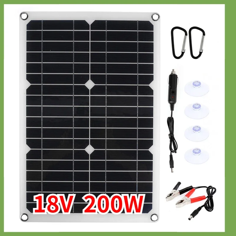 

200W 400W 18V Solar Panel Kit 12V Charge Battery With 30A 60A Controller USB Port Cell Power Bank for Phone RV Car