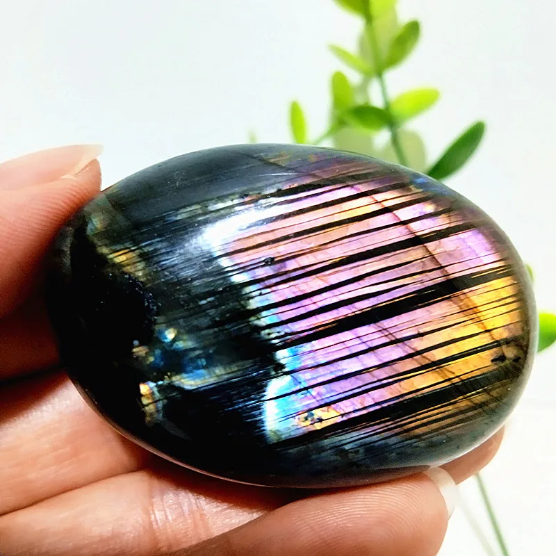 Natural Stone Finland Multicolored Light Labrador Palm Stone Meditation Chakra Spiritual Healing Feng Shui Crystal Decoration