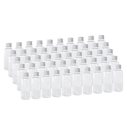 Garrafa de plástico com tampa de rosca de alumínio, garrafas recarregáveis, PET Cosmetic Container, Travel Kit, vazio, 5ml a 100ml, 100Pcs