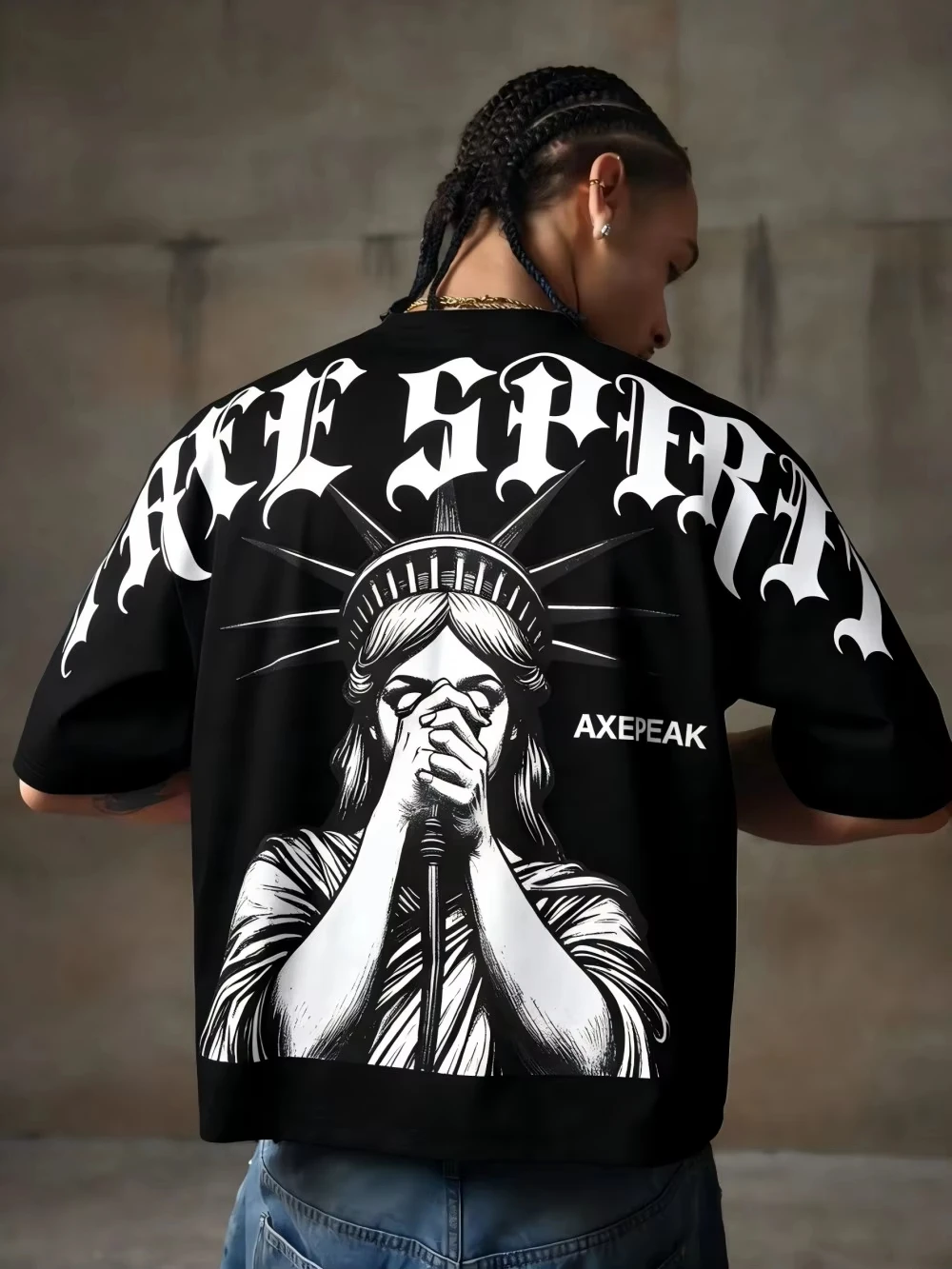 New Men's Summer Gothic Statue of Liberty 3D Printed Comfortable and Breathable Round Neck T-shirt Outdoor Street Top