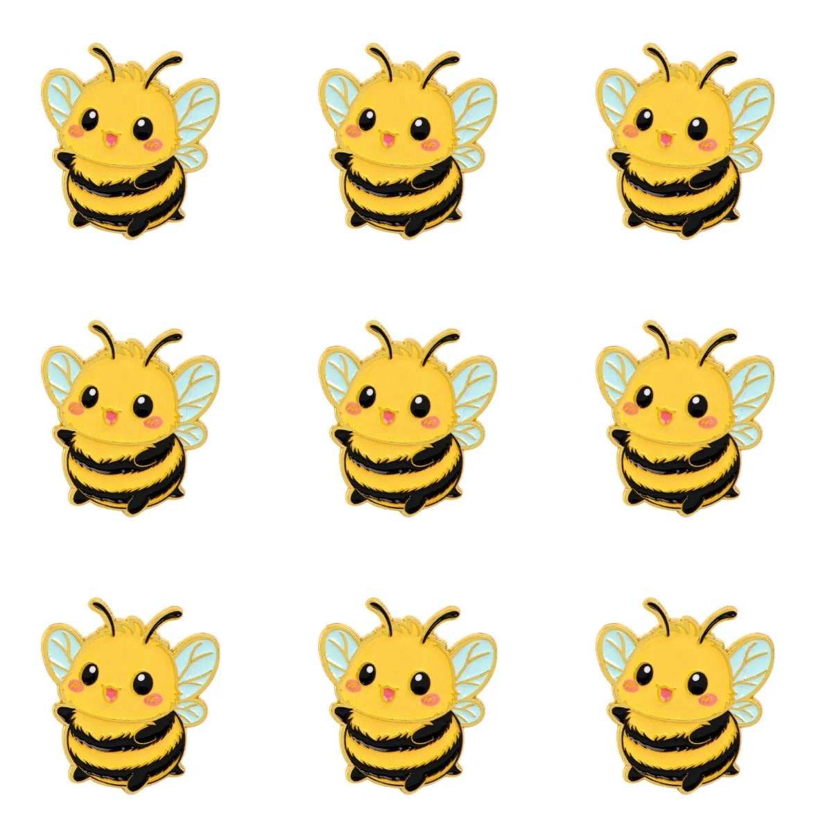 9-teiliges Set mit niedlichen Cartoon-Bienen-Emaille-Broschen, Metall-Anstecknadeln für Kleidung und Rucksäcke, hübscher Insekten-Schmuck und Accessoires – Detail 2
