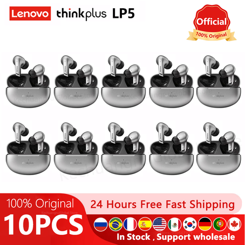 10pcs 100% Original Lenovo LP5 Wireless Bluetooth Earbuds /2pcs lenovolp5 HiFi Music Earphone with Mic Headphones Sports Headset