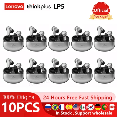 10pcs 100% Original Lenovo LP5 auriculares inalámbricos Bluetooth 5.4 / 2pcs lenovolp5 auriculares de música HiFi con micrófono auriculares deportivos