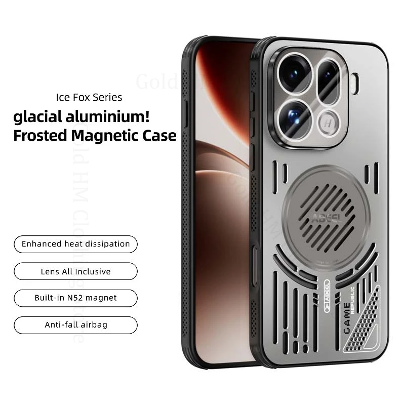 Alloy Magnetic Lens Film Shockproof Case For iPhone 17 16 Pro Max Cooling Heat Dissipation Hollow Cover For Apple 17 Air 16e 15