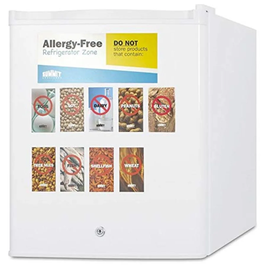 Commercial mini refrigerator for office use, white plastic exterior, 17 in. width, 1.7 cu. ft. capacity, no freezer, energy-eff