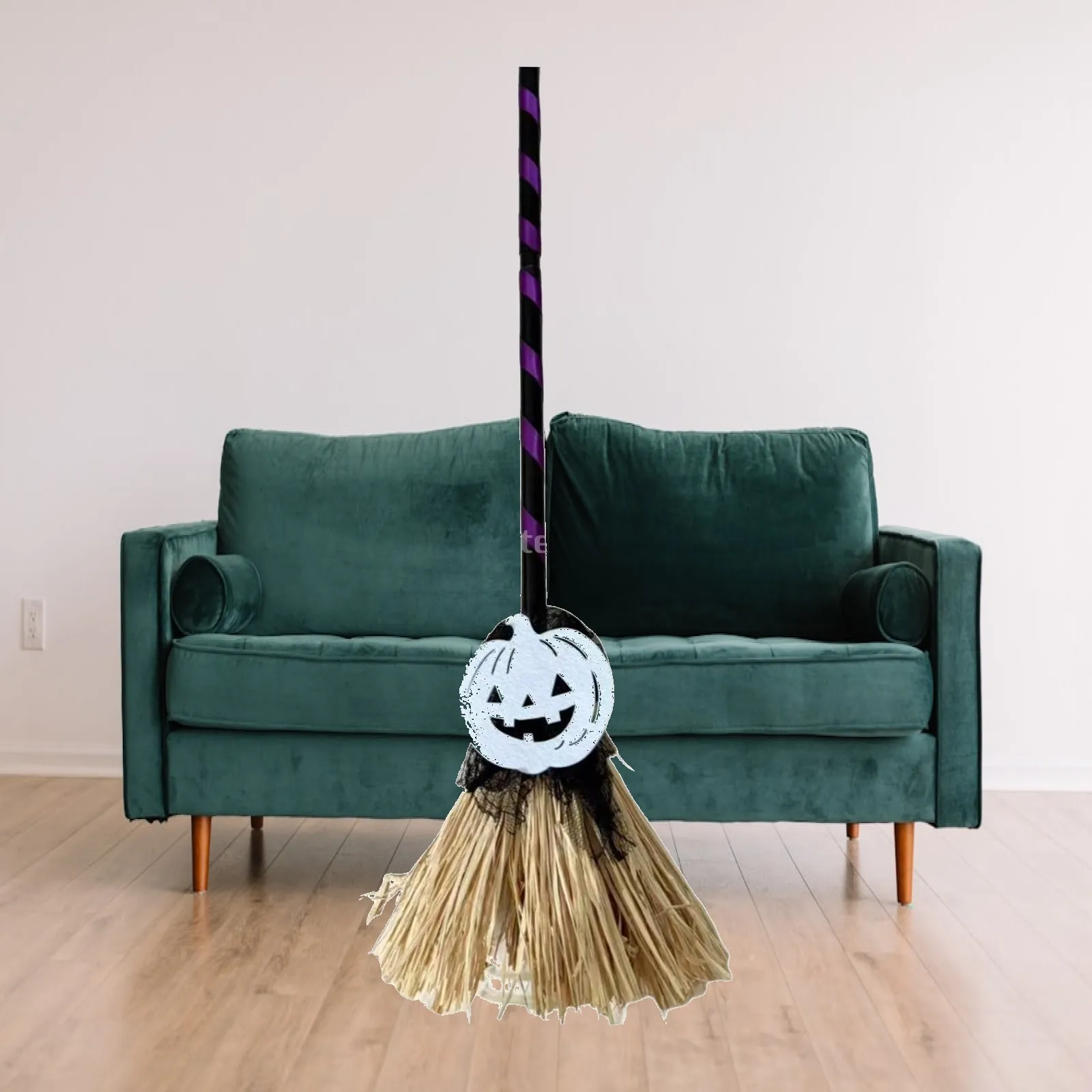 Realistic Wizard Flying Broom Cosplay Prop with Automatic Rotation for Halloween Decorations Garden Haunted House Party
