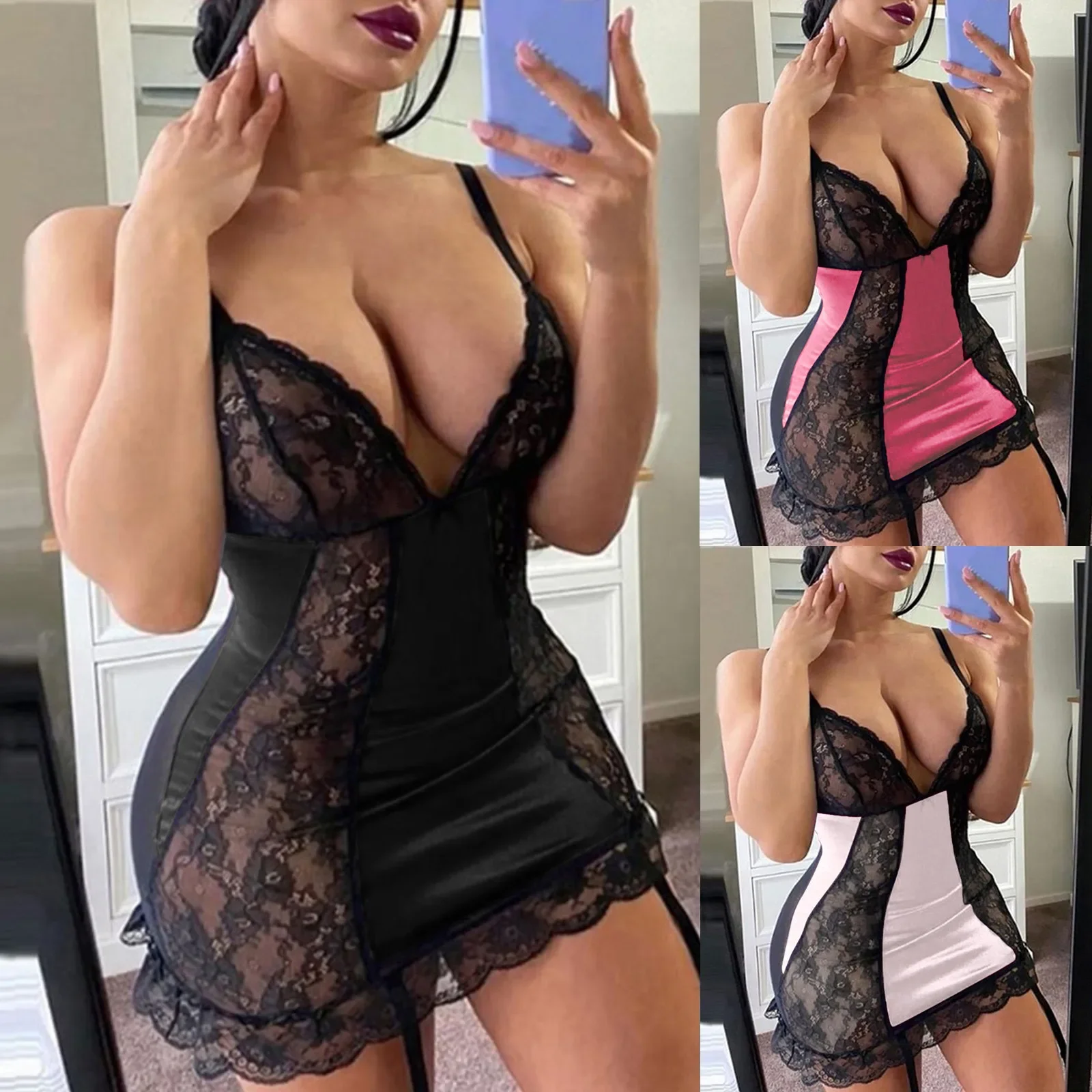 ملابس داخلية مثيرة للمرأة ملابس جنسية شفافة بيبي دول دانتيل تيدي فستان ملابس داخلية مثيرة فستان نوم ملابس نوم