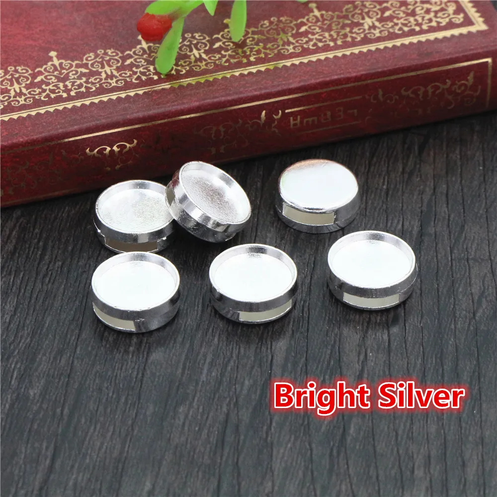 20pcs 12mm Inner Size Antique Silver Plated Fashion Style Cabochon Base Cameo Setting Charms Pendant For 8mm Leather Bracelet