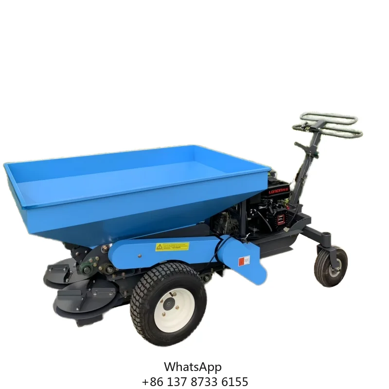 CE Certified Self-Propelled Compost Spreader Hand Push Double Disc Adjustable Petrol Lawn & Garden Fertilizer Spreaders