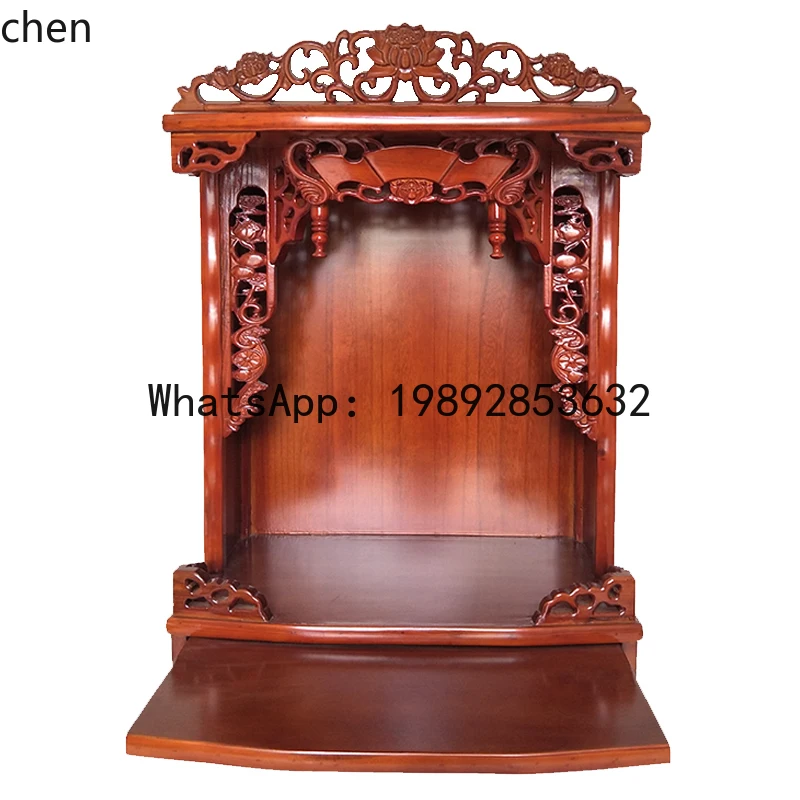 

F1 Solid Wood Buddha Shrine Altar Wall-Mounted Home Small Shrine God of Wealth Altar Cabinet Guanyin Worship Table