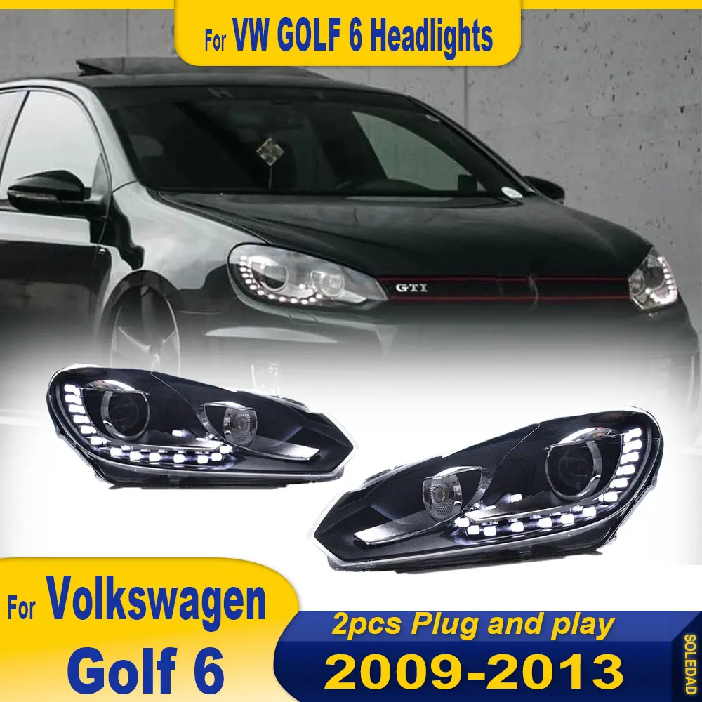 2PCS Car Styling for VW Golf 6 LED Headlight 2009-2012 R20 Design Golf LED DRL Hid Head Lamp Angel Eye Bi Xenon Beam Accessories