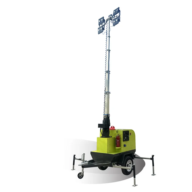 9m Mobile LED Light Tower Electric/Hydraulic Lifting Tower Light Portable Light Tower Trailer with High Power LED Floodlights