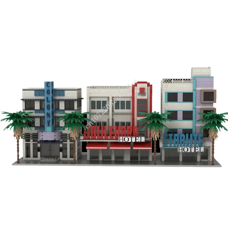 

3368PCS MOC Modular Ocean Drive Street View Model Building Blocks Technology Bricks DIY Creative Assembly Toys Holiday Gifts