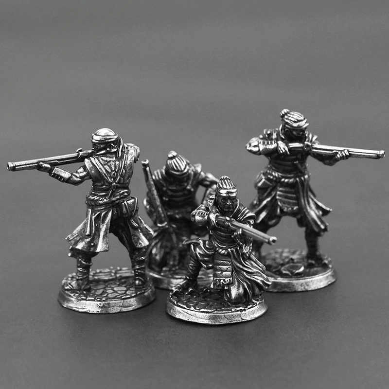 Shogunate-figuras de acción de soldados samurái, accesorios de adorno, modelo de Metal blanco y cobre, guerrero, juego de mesa en miniatura, juguetes