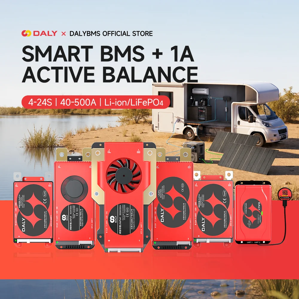 Daly Smart BMS with 1A Active Balancer LFP 4S 12V 8S 24V 16S 48V Li-ion 3S 7s 10s 13s 14S 12V 24V 36V 48V 60A CANBUS 100A 250A